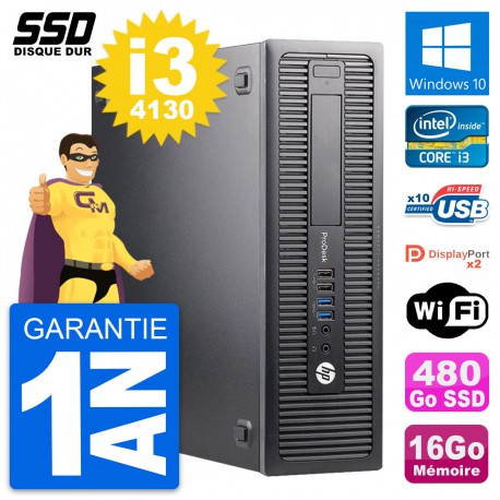 PC HP ProDesk 600 G1 SFF Intel Core i3-4130 RAM 16Go SSD 480Go Windows 10 Wifi