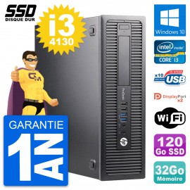 PC HP ProDesk 600 G1 SFF Intel Core i3-4130 RAM 32Go SSD 120Go Windows 10 Wifi