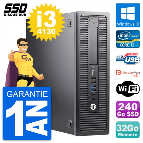 PC HP ProDesk 600 G1 SFF Intel Core i3-4130 RAM 32Go SSD 240Go Windows 10 Wifi