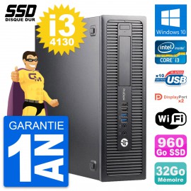 PC HP ProDesk 600 G1 SFF Intel Core i3-4130 RAM 32Go SSD 960Go Windows 10 Wifi