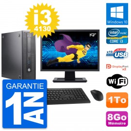 PC HP 600 G1 SFF Ecran 19" Intel Core i3-4130 RAM 8Go Disque 1To Windows 10 Wifi