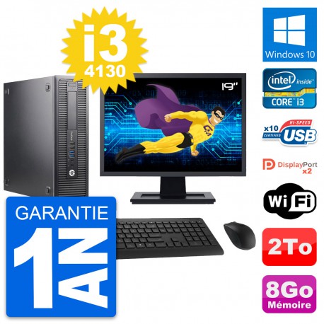 PC HP 600 G1 SFF Ecran 19" Intel Core i3-4130 RAM 8Go Disque 2To Windows 10 Wifi