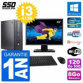 PC HP 600 G1 SFF Ecran 19" Intel Core i3-4130 RAM 8Go SSD 120Go Windows 10 Wifi