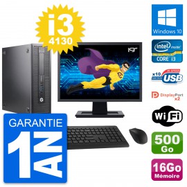 PC HP 600 G1 SFF Ecran 19" Intel i3-4130 RAM 16Go Disque 500Go Windows 10 Wifi