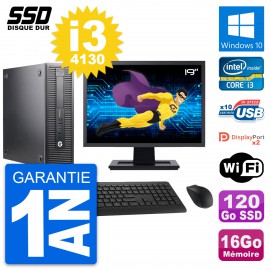 PC HP 600 G1 SFF Ecran 19" Intel Core i3-4130 RAM 16Go SSD 120Go Windows 10 Wifi