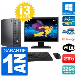 PC HP 600 G1 SFF Ecran 19" Intel i3-4130 RAM 32Go Disque Dur 2To Windows 10 Wifi