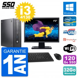 PC HP 600 G1 SFF Ecran 19" Intel Core i3-4130 RAM 32Go SSD 120Go Windows 10 Wifi