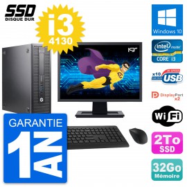 PC HP ProDesk 600 G1 SFF Ecran 19" Core i3-4130 RAM 32Go SSD 2To Windows 10 Wifi