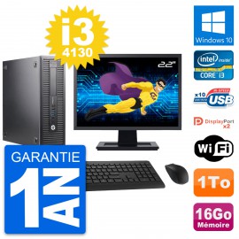 PC HP 600 G1 SFF Ecran 22" Intel i3-4130 RAM 16Go Disque Dur 1To Windows 10 Wifi