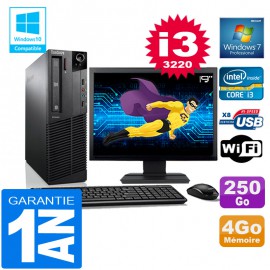 PC Lenovo M92p SFF Core I3-3220 Ram 4Go Disque 250 Go Wifi W7 Ecran 19"