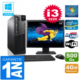 PC Lenovo M92p SFF Core I3-3220 Ram 4Go Disque 500 Go Wifi W7 Ecran 19"