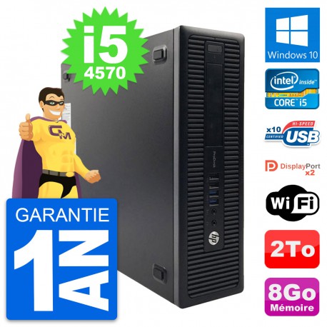 PC HP ProDesk 600 G1 SFF Intel i5-4570 RAM 8Go Disque Dur 2To Windows 10 Wifi