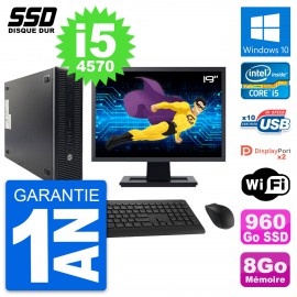 PC HP 600 G1 SFF Ecran 19" Intel Core i5-4570 RAM 8Go SSD 960Go Windows 10 Wifi