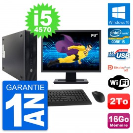 PC HP 600 G1 SFF Ecran 19" Intel i5-4570 RAM 16Go Disque 2To Windows 10 Wifi