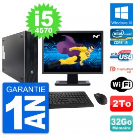 PC HP 600 G1 SFF Ecran 19" Intel i5-4570 RAM 32Go Disque Dur 2To Windows 10 Wifi