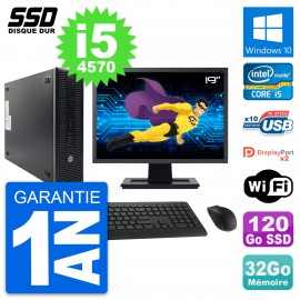 PC HP 600 G1 SFF Ecran 19" Intel Core i5-4570 RAM 32Go SSD 120Go Windows 10 Wifi