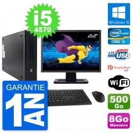 PC HP 600 G1 SFF Ecran 22" Intel i5-4570 RAM 8Go Disque 500Go Windows 10 Wifi