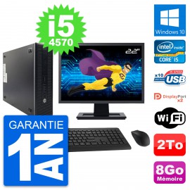 PC HP 600 G1 SFF Ecran 22" Intel Core i5-4570 RAM 8Go Disque 2To Windows 10 Wifi