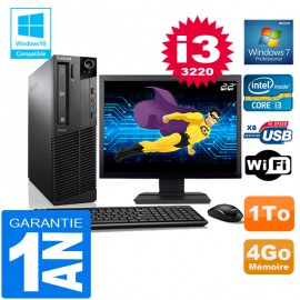 PC Lenovo M92p SFF Core I3-3220 Ram 4Go Disque 1 To Wifi W7 Ecran 22"