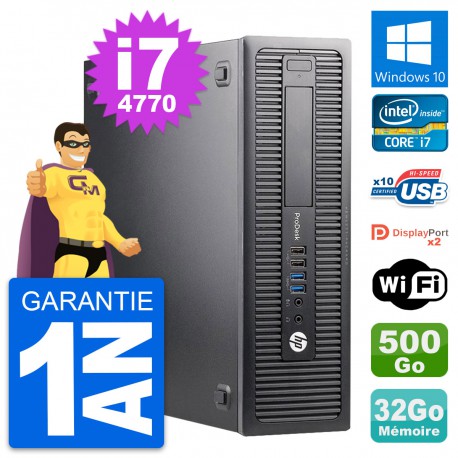 PC HP ProDesk 600 G1 SFF Intel i7-4770 RAM 32Go Disque 500Go Windows 10 Wifi