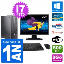 PC HP 600 G1 SFF Ecran 22" Intel i7-4770 RAM 8Go Disque 500Go Windows 10 Wifi