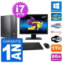 PC HP 600 G1 SFF Ecran 22" Intel Core i7-4770 RAM 8Go Disque 1To Windows 10 Wifi