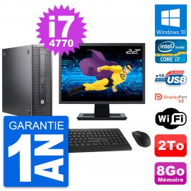 PC HP 600 G1 SFF Ecran 22" Intel Core i7-4770 RAM 8Go Disque 2To Windows 10 Wifi