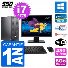 PC HP ProDesk 600 G1 SFF Ecran 22" i7-4770 RAM 8Go SSD 480Go Windows 10 Wifi