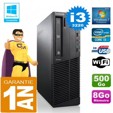 PC Lenovo M92p SFF Core I3-3220 Ram 8Go Disque 500 Go Graveur DVD Wifi W7