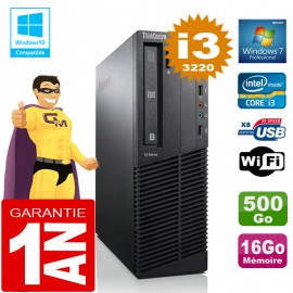 PC Lenovo M92p SFF Core I3-3220 Ram 16Go Disque 500 Go Graveur DVD Wifi W7