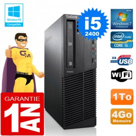 PC Lenovo M92p SFF Core I5-2400 Ram 4Go Disque 1 To Graveur DVD Wifi W7