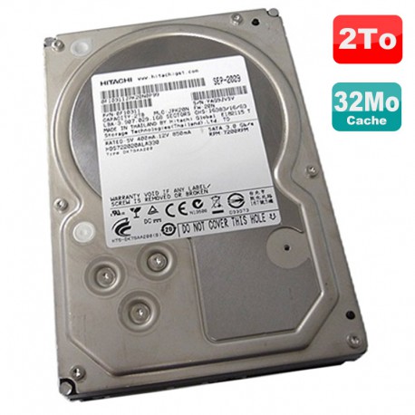 Disque Dur 2To 3.5" SATA HITACHI HDS722020ALA330 0F10311 0F10501 7200RPM 32Mo