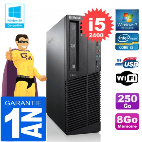 PC Lenovo M92p SFF Core I5-2400 Ram 8Go Disque 250 Go Graveur DVD Wifi W7