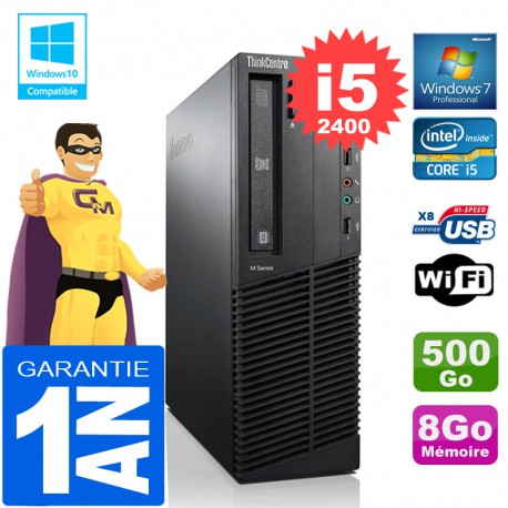 PC Lenovo M92p SFF Core I5-2400 Ram 8Go Disque 500 Go Graveur DVD Wifi W7