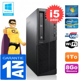 PC Lenovo M92p SFF Core I5-2400 Ram 8Go Disque 1 To Graveur DVD Wifi W7