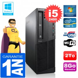 PC Lenovo M92p SFF Core I5-2400 Ram 8Go Disque 2 To Graveur DVD Wifi W7