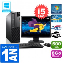 PC Lenovo M92p SFF Core I5-2400 Ram 8Go Disque 500 Go Wifi W7 Ecran 19"