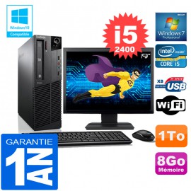 PC Lenovo M92p SFF Core I5-2400 Ram 8Go Disque 1 To Wifi W7 Ecran 19"