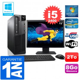 PC Lenovo M92p SFF Core I5-2400 Ram 8Go Disque 2 To Wifi W7 Ecran 19"