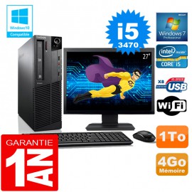 PC Lenovo M92p SFF Core I5-3470 Ram 4Go Disque 1 To Wifi W7 Ecran 27"