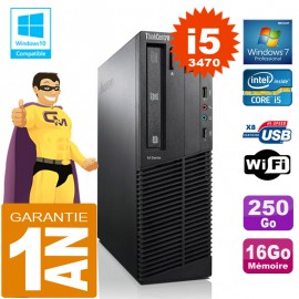 PC Lenovo M92p SFF Core I5-3470 Ram 16Go Disque 250 Go Graveur DVD Wifi W7