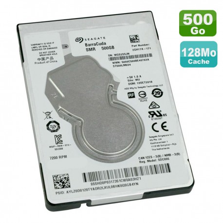 Disque Dur 500Go SATA 2.5" Seagate BarraCuda ST500LM034 Dell 0G89MD SDM2 128Mo