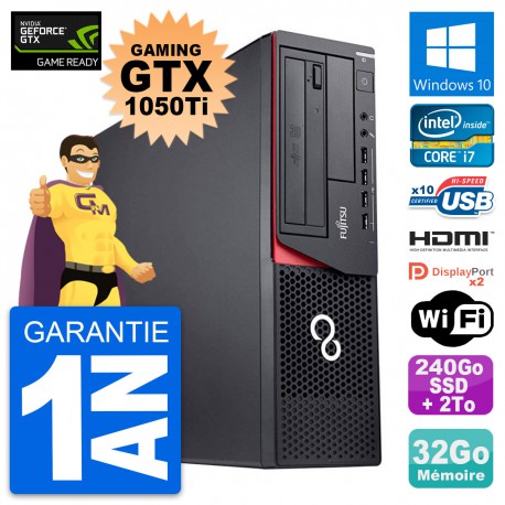 PC Fujitsu E920 DT Gaming GTX 1050Ti i7-4790 RAM 32Go 240Go SSD + 2To W10