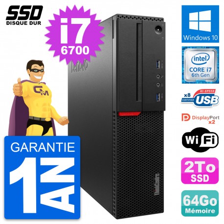 PC Lenovo ThinkCentre M800 SFF Intel i7-6700 RAM 64Go SSD 2To Windows 10 Wifi