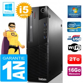 PC Lenovo M93p SFF Core I5-4570 Ram 16Go Disque 2 To Graveur DVD Wifi W7