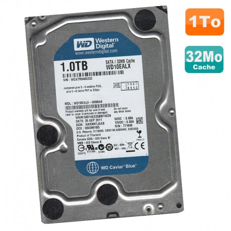 Disque Dur 1To Western Digital Caviar Blue SATA 3.5" WD10EALX-009BA0 7200 32Mo