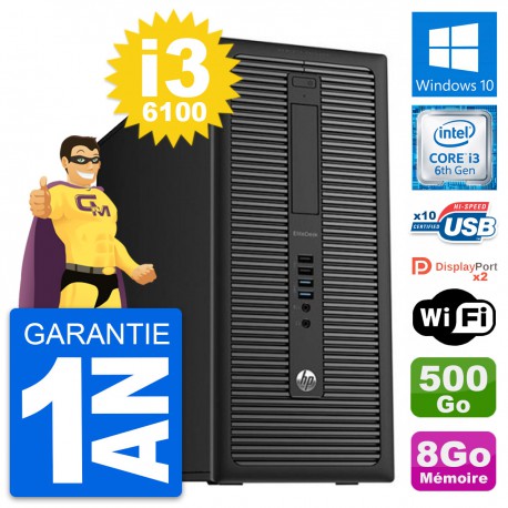 PC Tour HP EliteDesk 800 G2 Intel i3-6100 RAM 8Go Disque 500Go Windows 10 Wifi