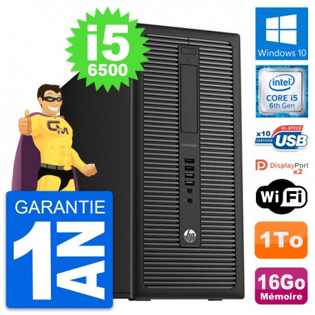 PC Tour HP EliteDesk 800 G2 Intel i5-6500 RAM 16Go Disque Dur 1To Windows 10 Wifi