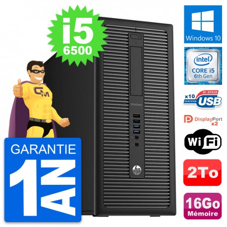 PC Tour HP EliteDesk 800 G2 Intel i5-6500 RAM 16Go Disque Dur 2To Windows 10 Wifi