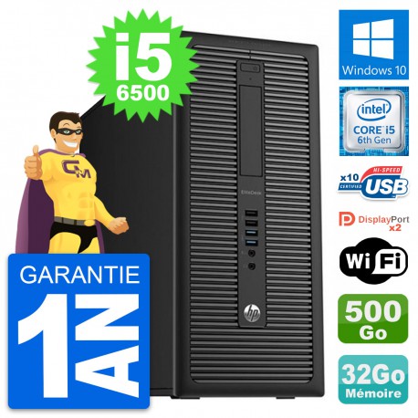 PC Tour HP EliteDesk 800 G2 Intel i5-6500 RAM 32Go Disque 500Go Windows 10 Wifi